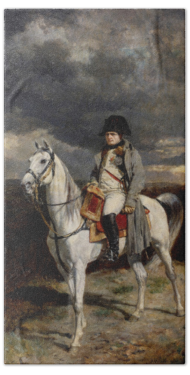 Napoleon Beach Towel featuring the painting Napoleon Bonaparte On Horseback by War Is Hell Store