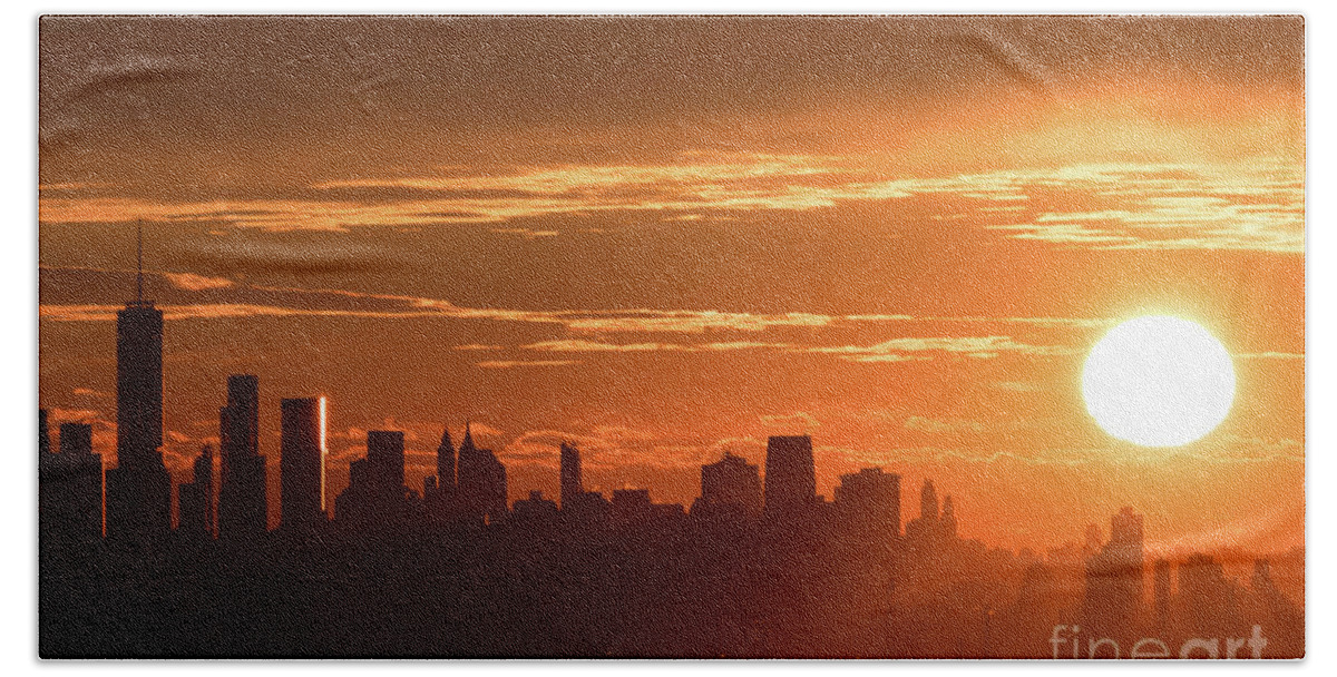 New York Beach Towel featuring the photograph New York City Sunrise #2 by Zawhaus Photography