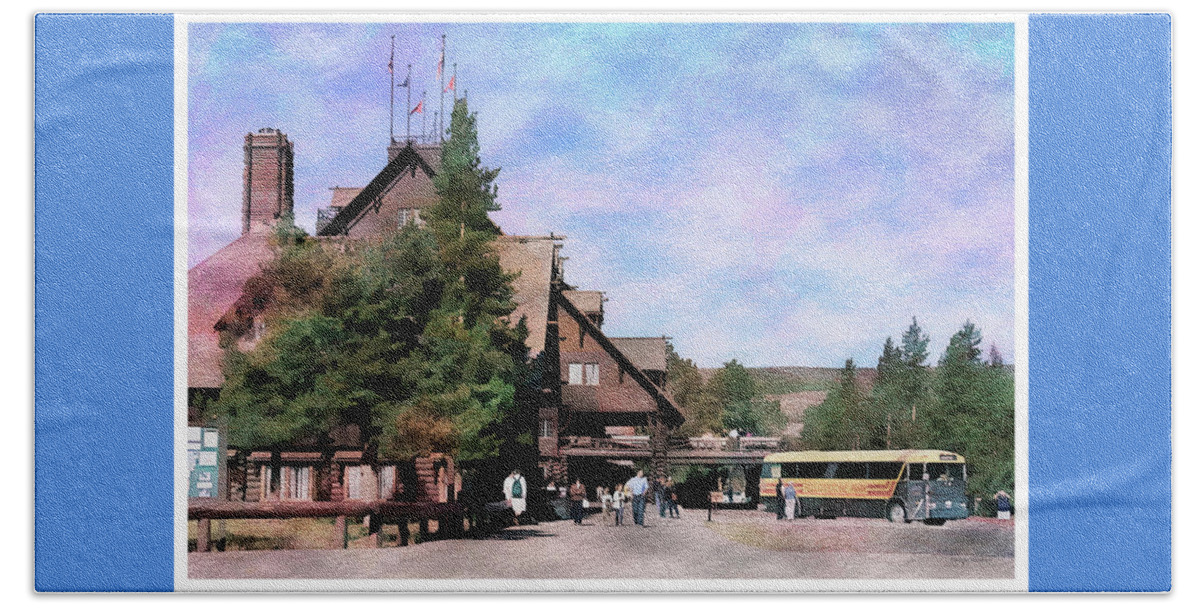 Yellowstone Beach Towel featuring the photograph Old Faithful Inn #3 by Margie Wildblood