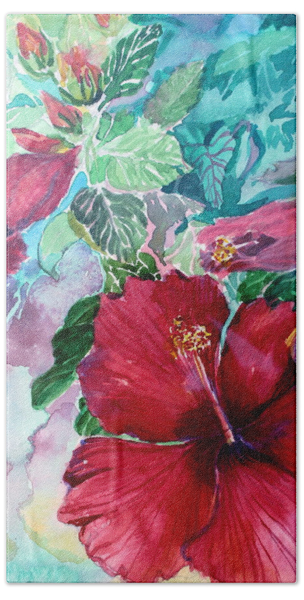 Rose Of Sharon Beach Sheet featuring the painting Rose of Sharon #2 by Mindy Newman