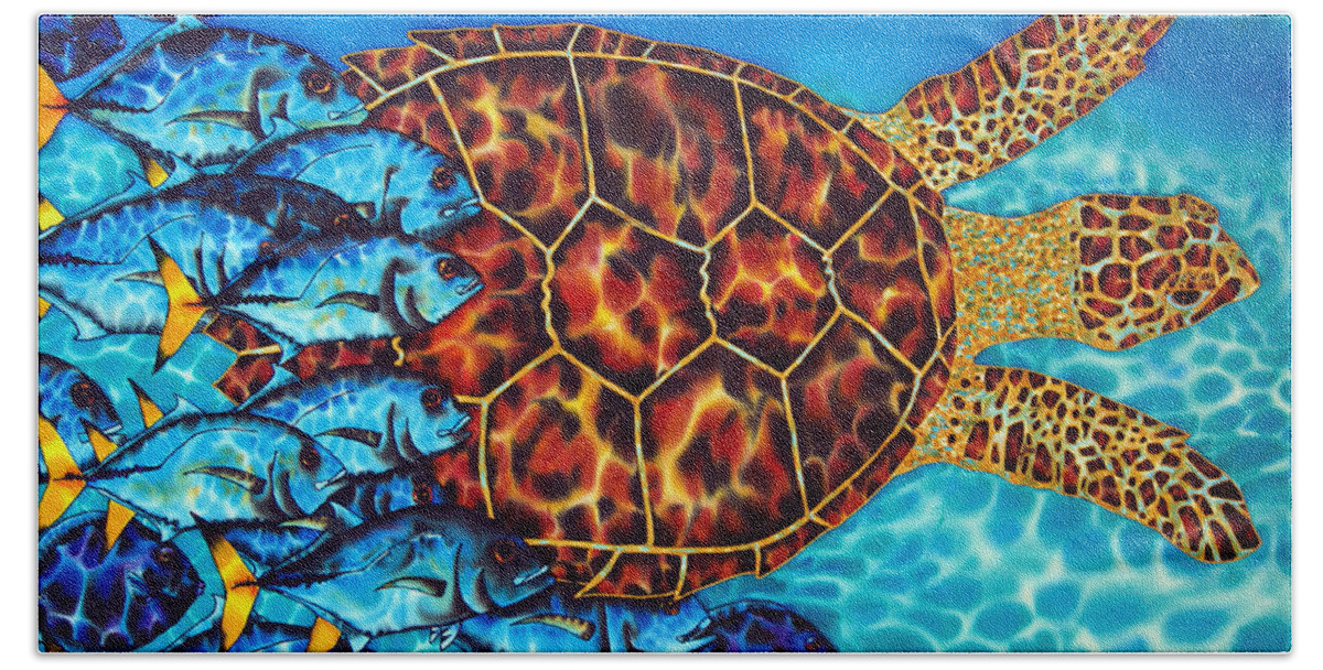 Turtle Beach Towel featuring the painting Sea Turtle by Daniel Jean-Baptiste
