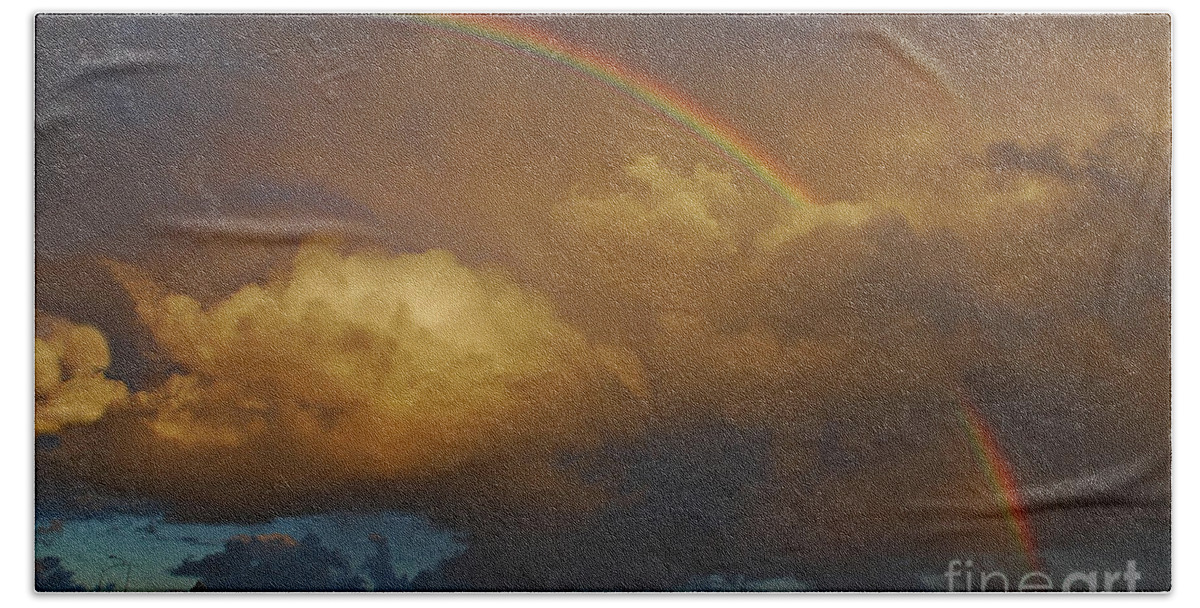 Singer Island Beach Towel featuring the photograph 2- Singer Island Stormbow by Rainbows