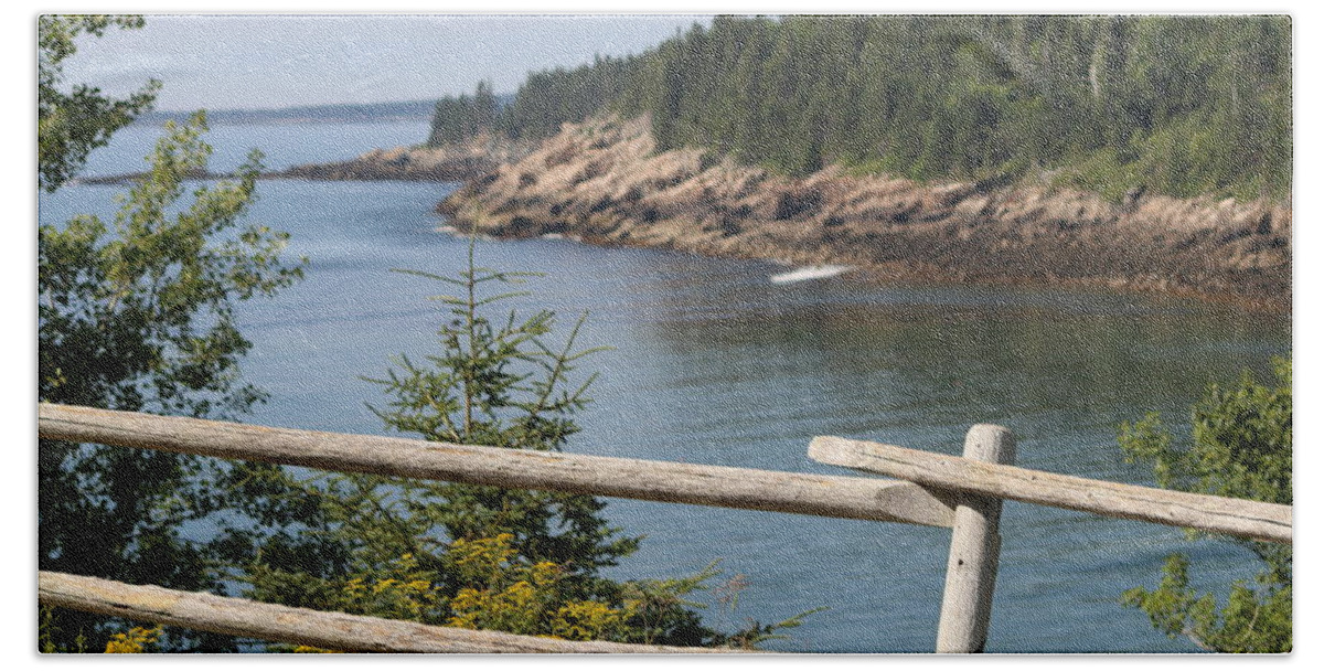 Acadia National Park Beach Towel featuring the photograph Sit For Awhile #2 by Living Color Photography Lorraine Lynch