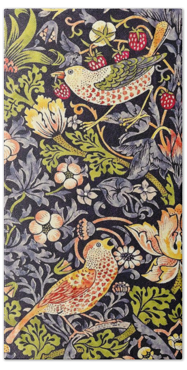 William Morris Beach Towel featuring the painting Strawberry Thief #2 by William Morris