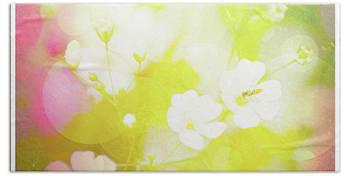 Summer Beach Towel featuring the digital art Summer Flowers, Baby's Breath, Digital Art #2 by A Macarthur Gurmankin