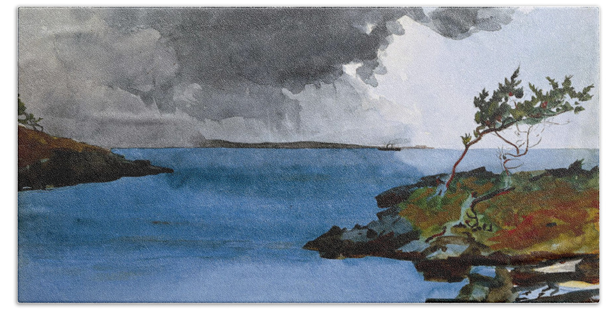 Winslow Homer Beach Towel featuring the drawing The Coming Storm by Winslow Homer
