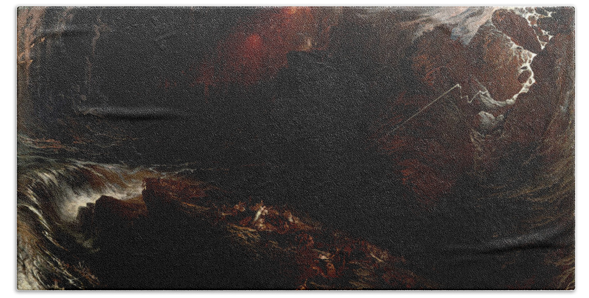 John Martin Beach Towel featuring the painting The Deluge #2 by John Martin