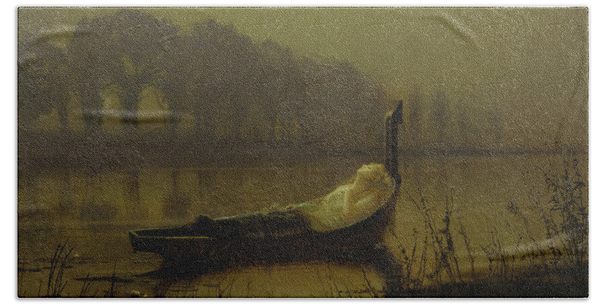John Atkinson Grimshaw Beach Towel featuring the painting The Lady of Shalott #2 by John Atkinson Grimshaw