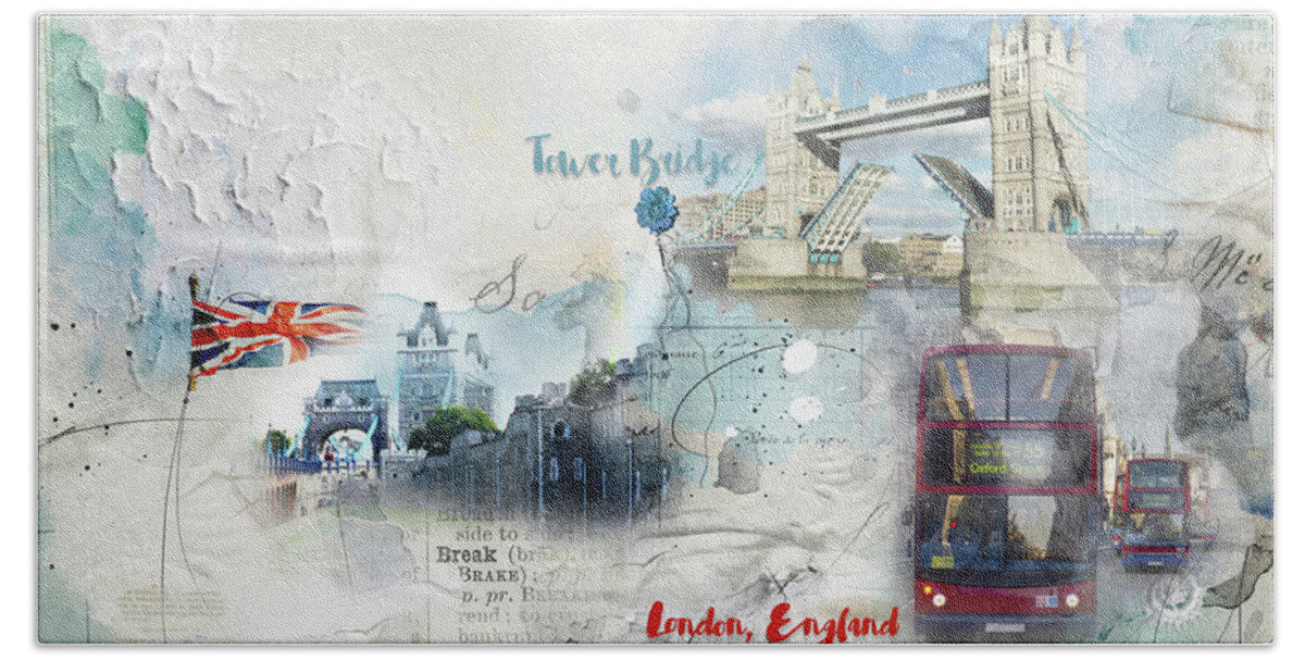 Londonart Beach Sheet featuring the digital art Tower Bridge #4 by Nicky Jameson