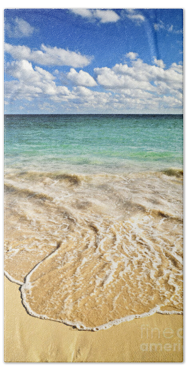 Beach Beach Towel featuring the photograph Wave on tropical beach by Elena Elisseeva