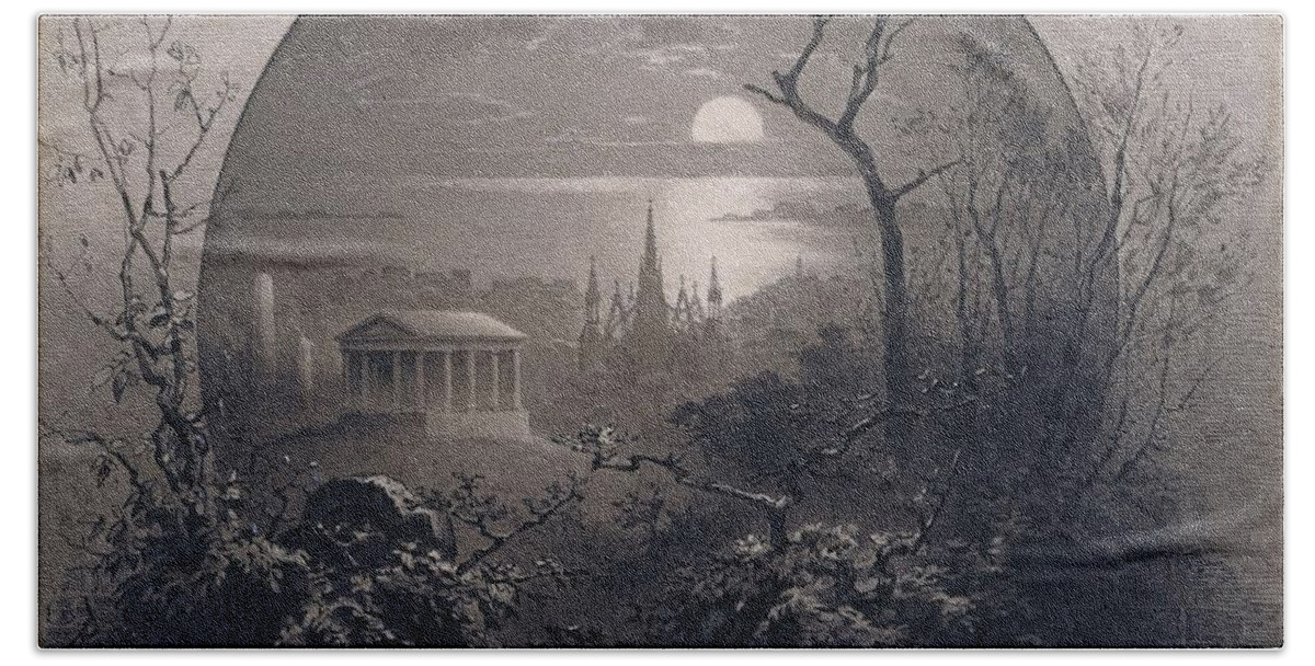 Rudolph Cronau (american Beach Towel featuring the painting View from Greenwood Cemetery #2 by Rudolph Cronau