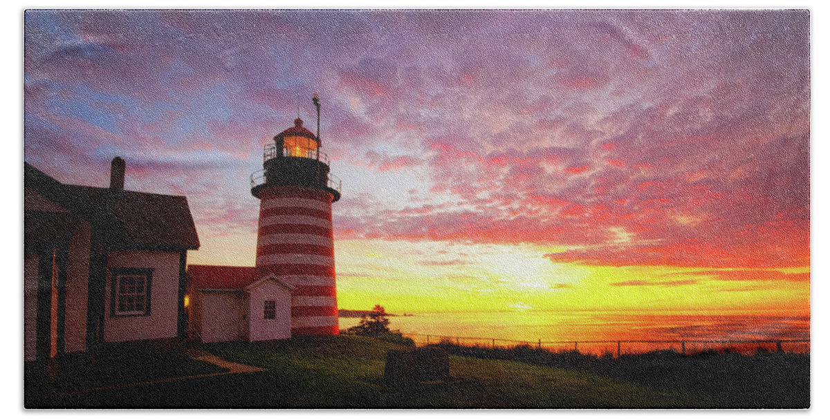Lubec Beach Towel featuring the photograph West Quoddy Head Light #5 by Robert Clifford