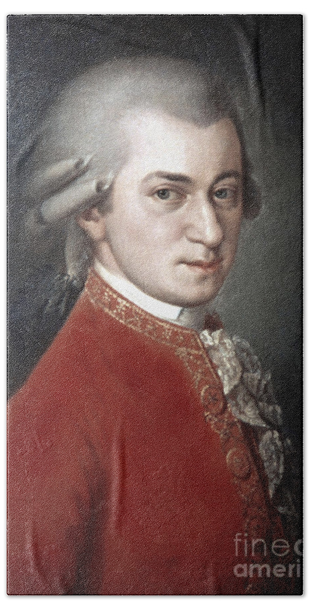 18th Century Beach Sheet featuring the painting Wolfgang Amadeus Mozart #2 by Barbara Krafft