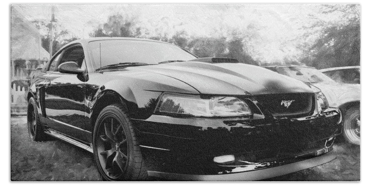 2003 Mustang Beach Sheet featuring the photograph 2003 Ford Mustang Mach 1 BW by Rich Franco