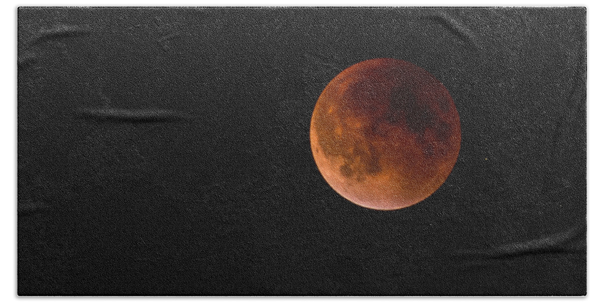 Terry D Photography Beach Towel featuring the photograph 2015 Blood Harvest Supermoon Eclipse by Terry DeLuco