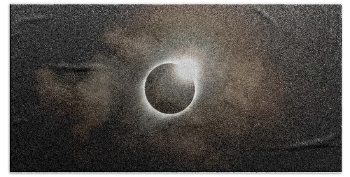 2017 Solar Eclipse Beach Sheet featuring the photograph 2017 Solar Eclipse Exit Ring by Josh Bryant