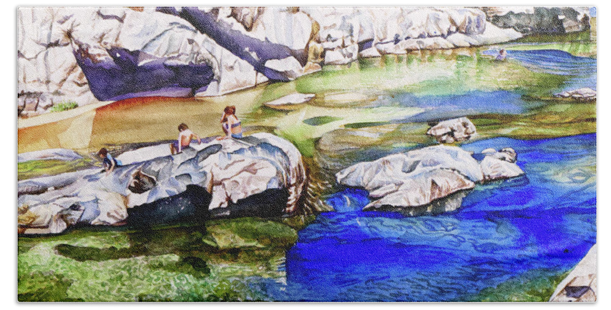 River Beach Towel featuring the painting #211 South Yuba River #211 by William Lum