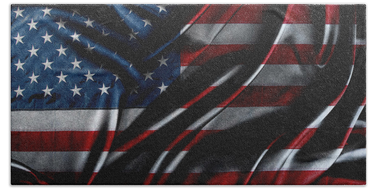 American Flag Beach Towel featuring the photograph American flag 39 by Les Cunliffe