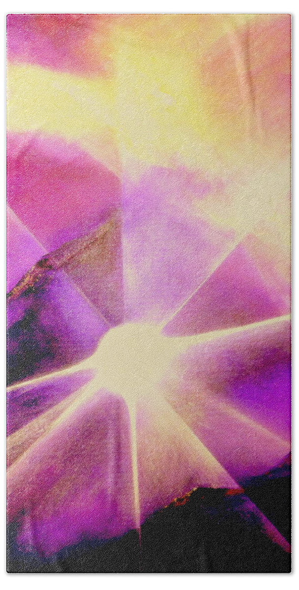 Sunrise.light Beach Towel featuring the painting Rising sun #5 by Kumiko Mayer