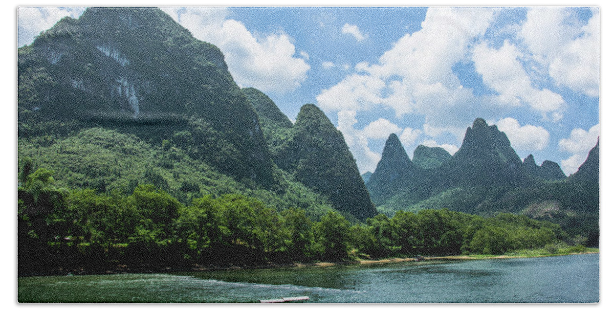 River Beach Towel featuring the photograph Lijiang River and karst mountains scenery #27 by Carl Ning