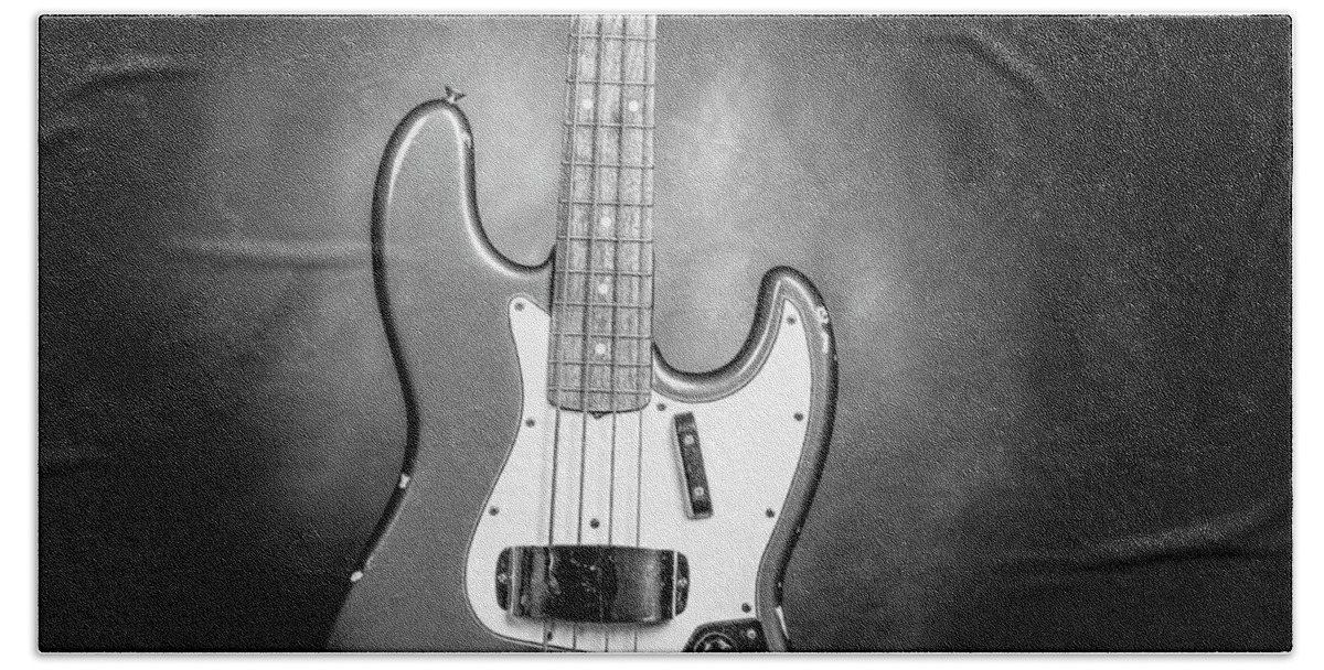 Fender Jazz Bass Beach Towel featuring the photograph 289.1834 Fender 1965 Jazz Bass Black and White #2891834 by M K Miller