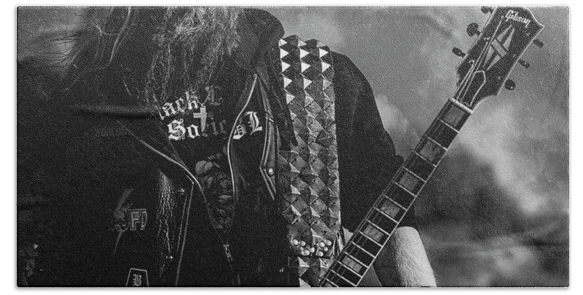 Black Label Society Beach Towel featuring the photograph Black Label Society #3 by Jackie Russo