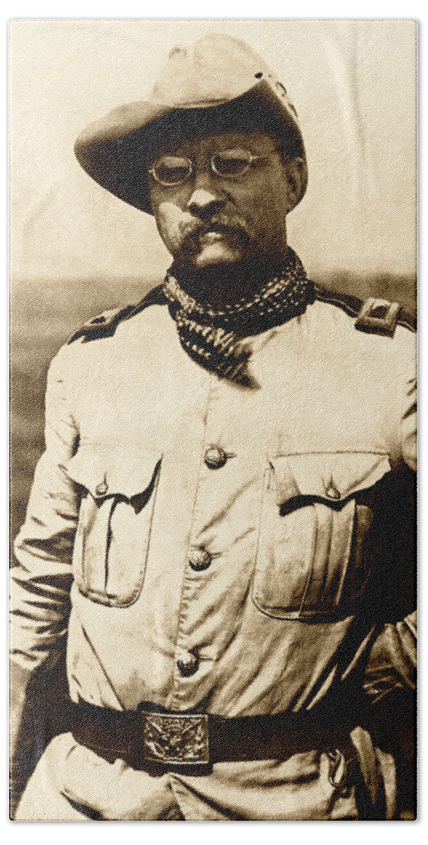 Theodore Roosevelt Beach Towel featuring the photograph Colonel Theodore Roosevelt by War Is Hell Store