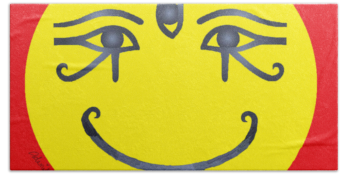 3 Eyes Smile Beach Towel featuring the tapestry - textile 3 Eyes Smiling by Adenike AmenRa