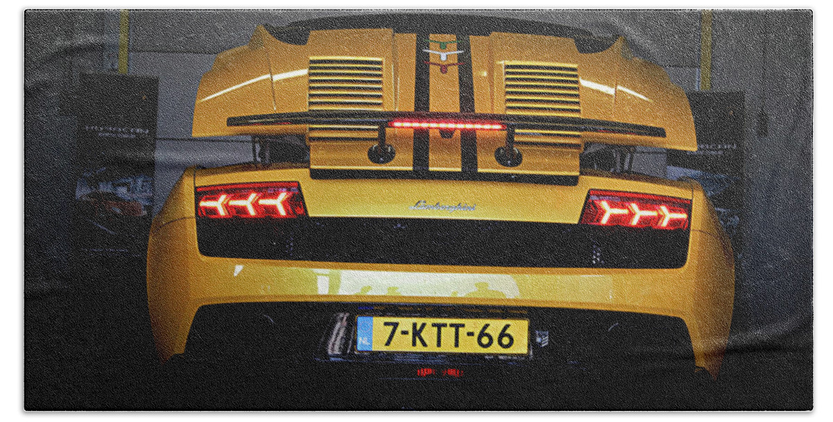 Lamborghini Gallardo Beach Towel featuring the photograph Lamborghini Gallardo #3 by Mariel Mcmeeking