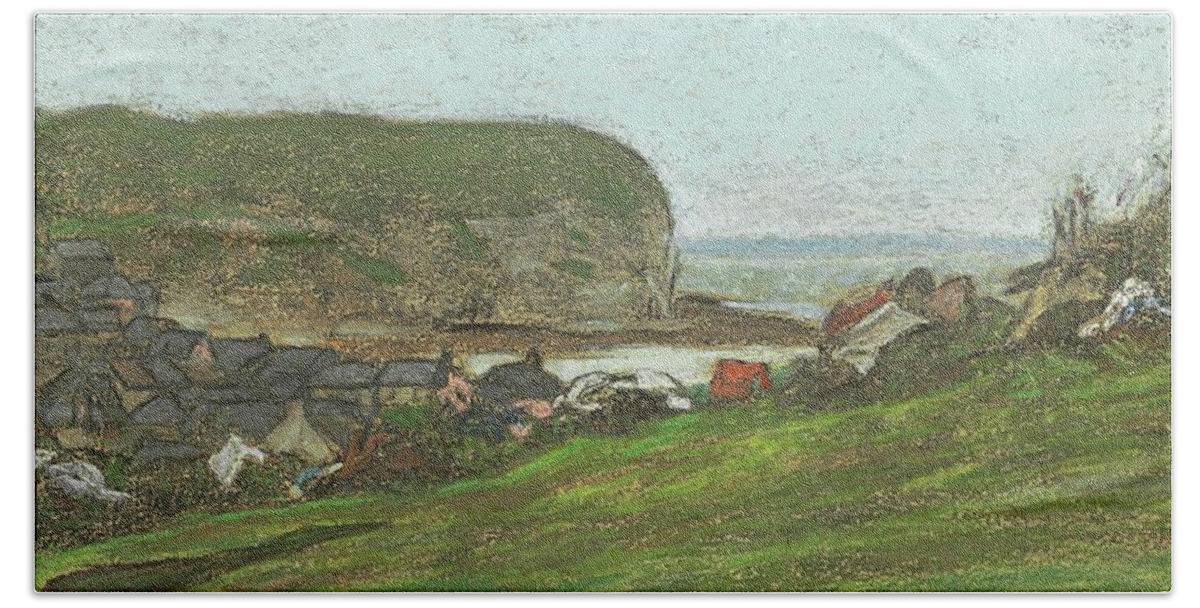Claude Monet Beach Towel featuring the painting Landscape #3 by Claude Monet