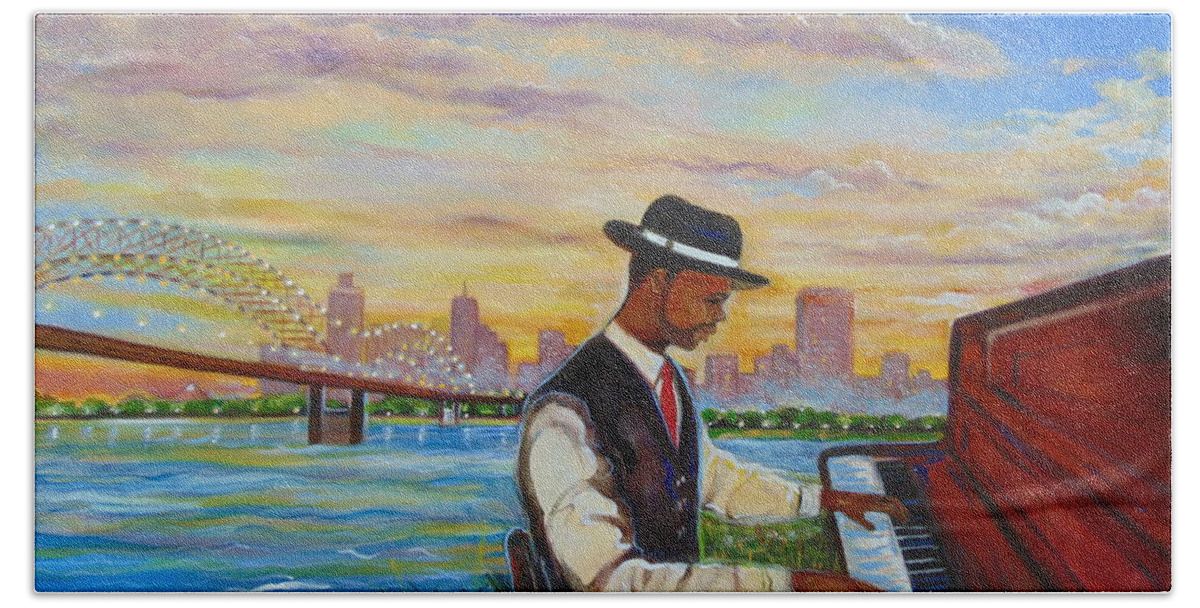 Memphis Art Beach Towel featuring the painting Memphis #1 by Emery Franklin
