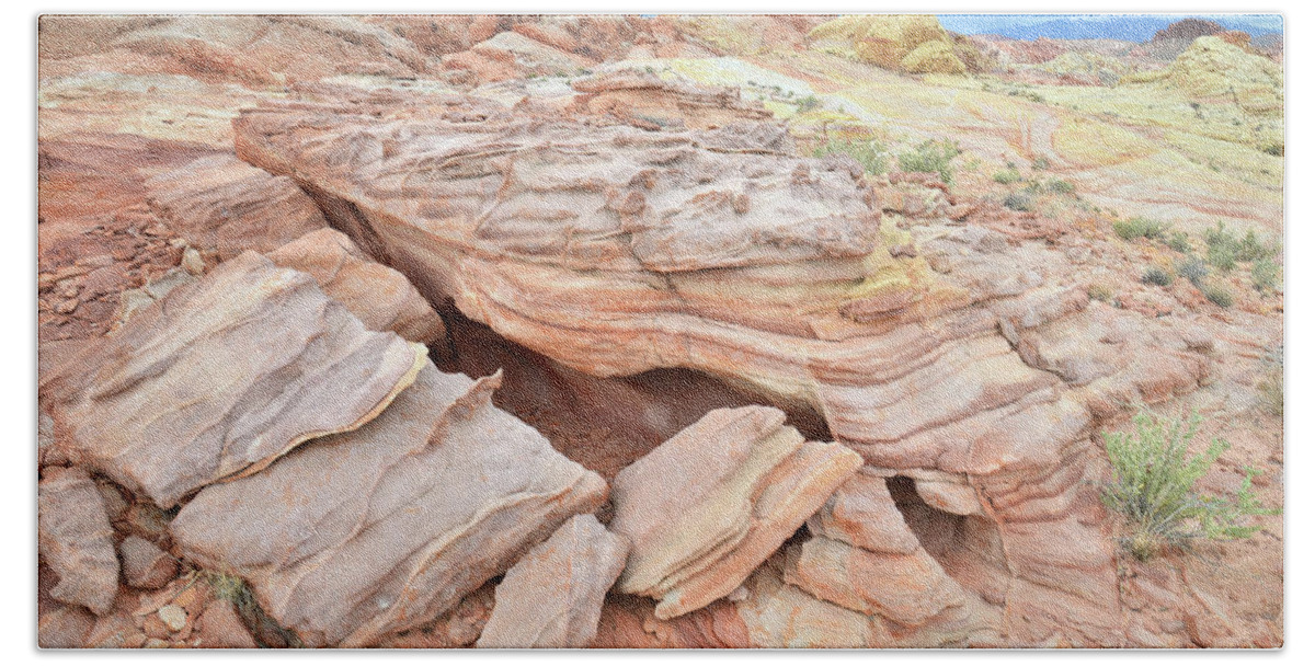 Valley Of Fire State Park Beach Towel featuring the photograph Multicolored Cropping in Valley of Fire #8 by Ray Mathis