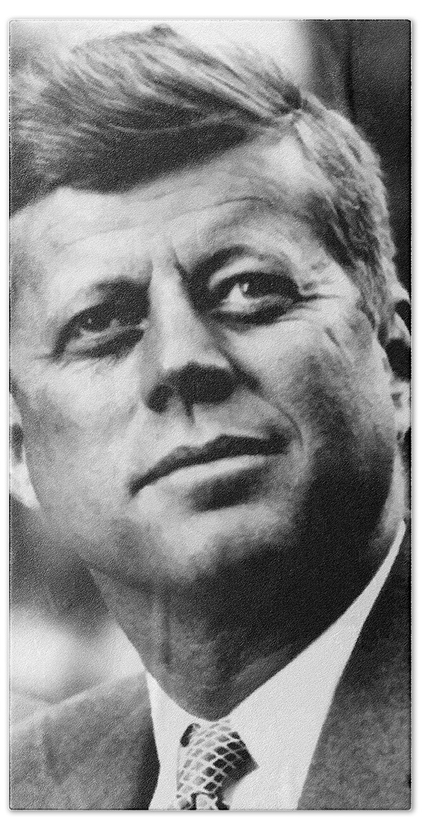 Jfk Beach Towel featuring the painting President Kennedy #2 by War Is Hell Store