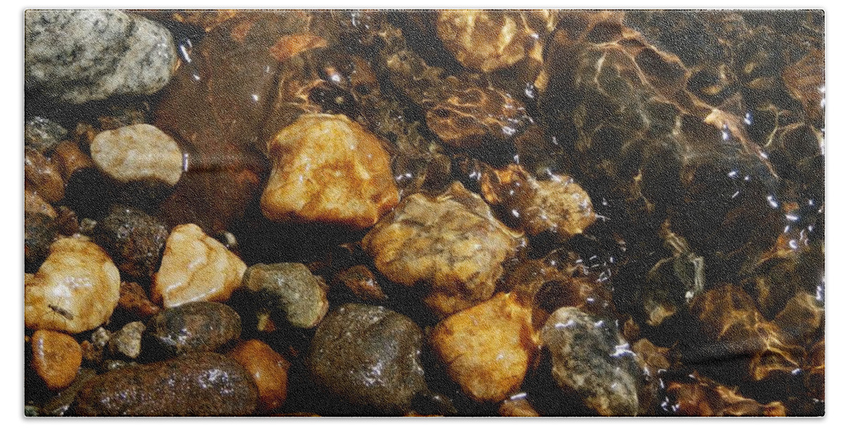 River Beach Towel featuring the photograph River Stones #3 by Wolfgang Schweizer