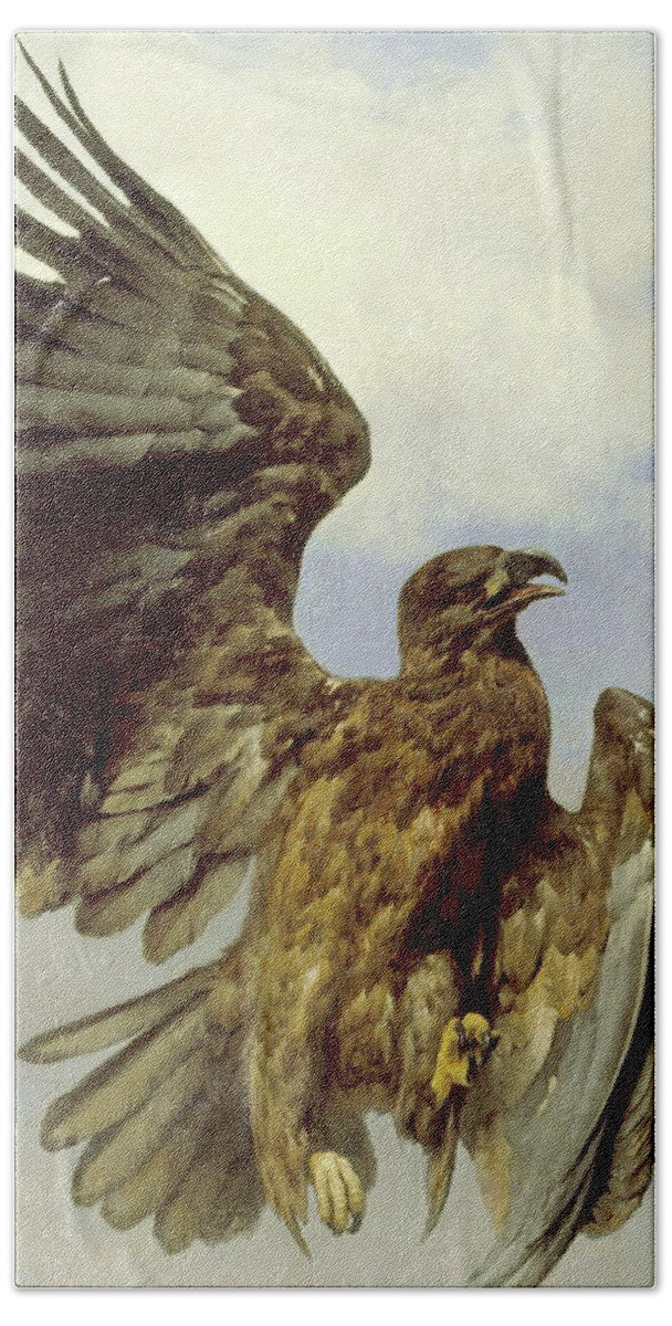 Eagle Beach Sheet featuring the painting The Wounded Eagle #3 by Rosa Bonheur