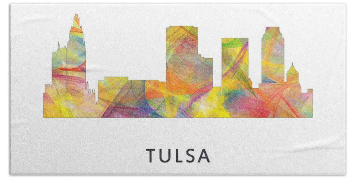 Tulsa Oklahoma Skyline Beach Towel featuring the digital art Tulsa Oklahoma Skyline #3 by Marlene Watson