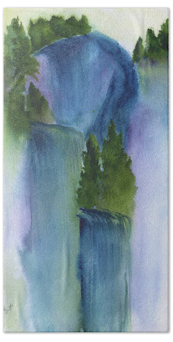 3 Waterfalls Beach Towel featuring the painting 3 Waterfalls by Frank Bright