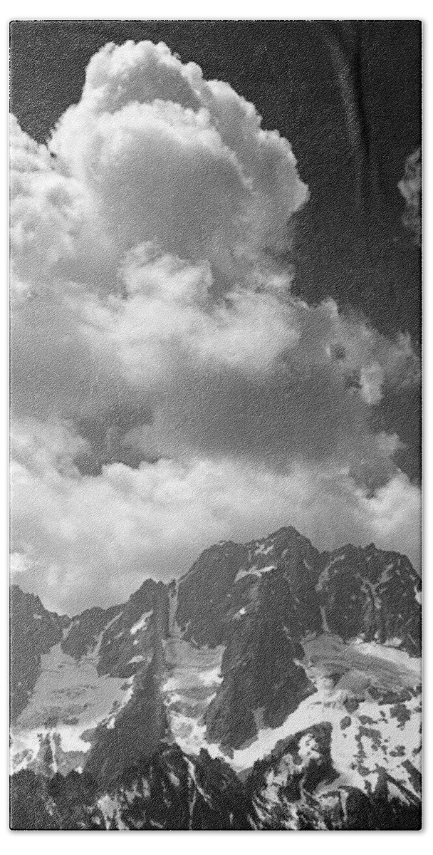 Clouds Beach Sheet featuring the photograph 304638 Clouds over Mt. Stuart BW by Ed Cooper Photography