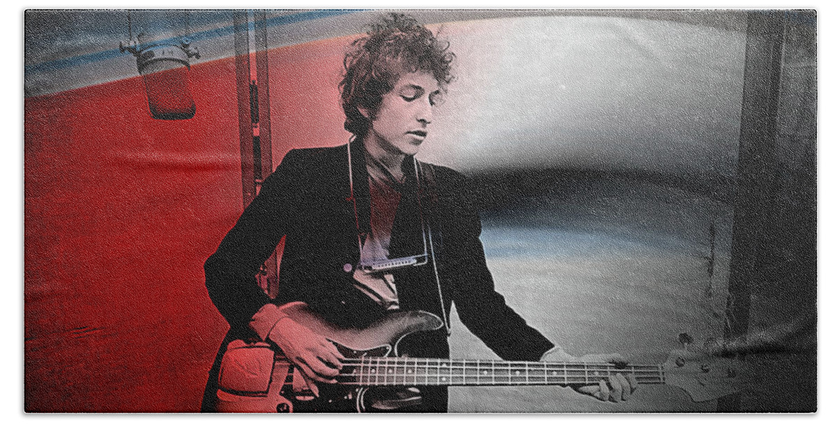 Bob Dylan Paintings Beach Towel featuring the mixed media Bob Dylan #4 by Marvin Blaine