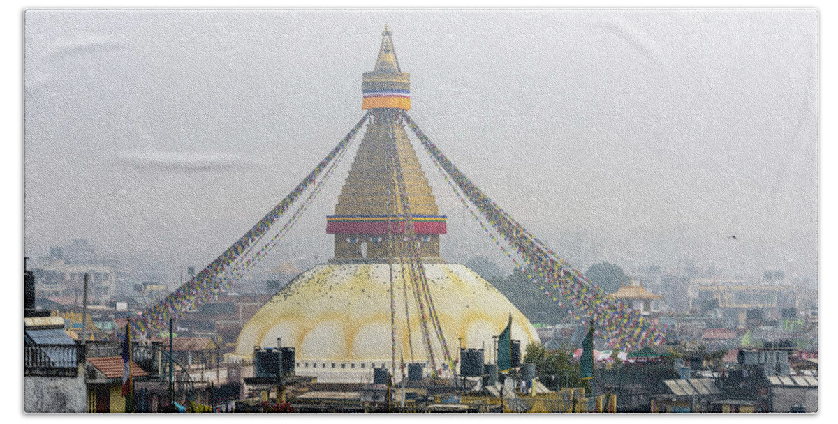 Bodhnath Beach Towel featuring the photograph Boudhanath stupa in Kathmandu #4 by Dutourdumonde Photography