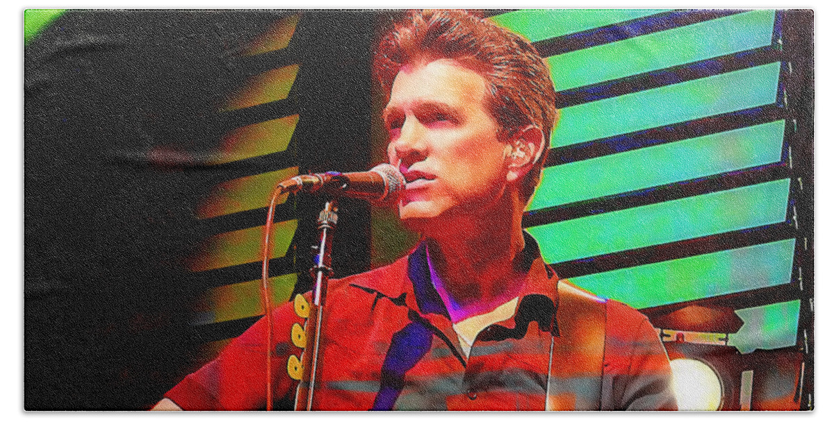 Musician Photographs Beach Towel featuring the mixed media Chris Isaak #4 by Marvin Blaine