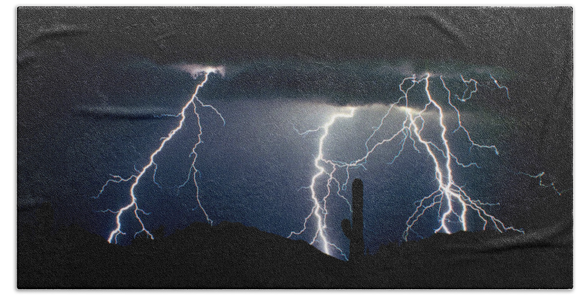 Landscape Beach Sheet featuring the photograph 4 Lightning Bolts Fine Art Photography Print by James BO Insogna
