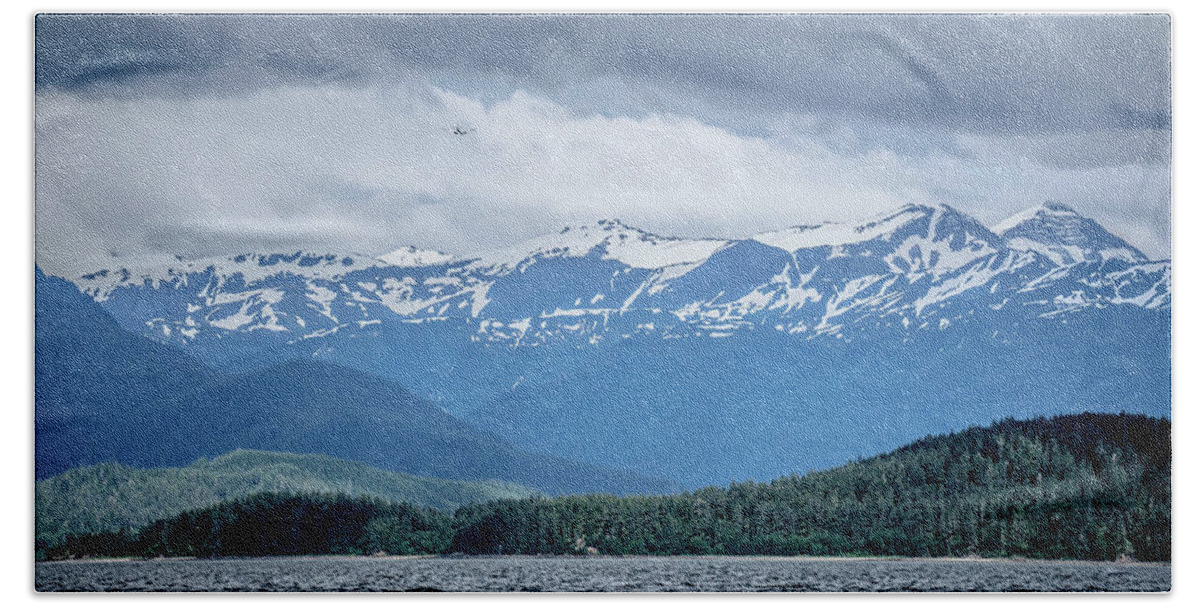 Places Beach Towel featuring the photograph Mountain Range Scenes In June Around Juneau Alaska #4 by Alex Grichenko