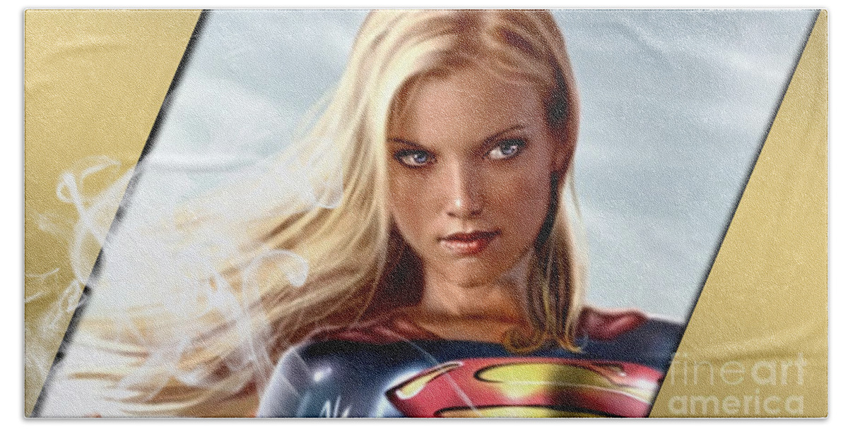 Supergirl Beach Towel featuring the mixed media Supergirl Collection #3 by Marvin Blaine