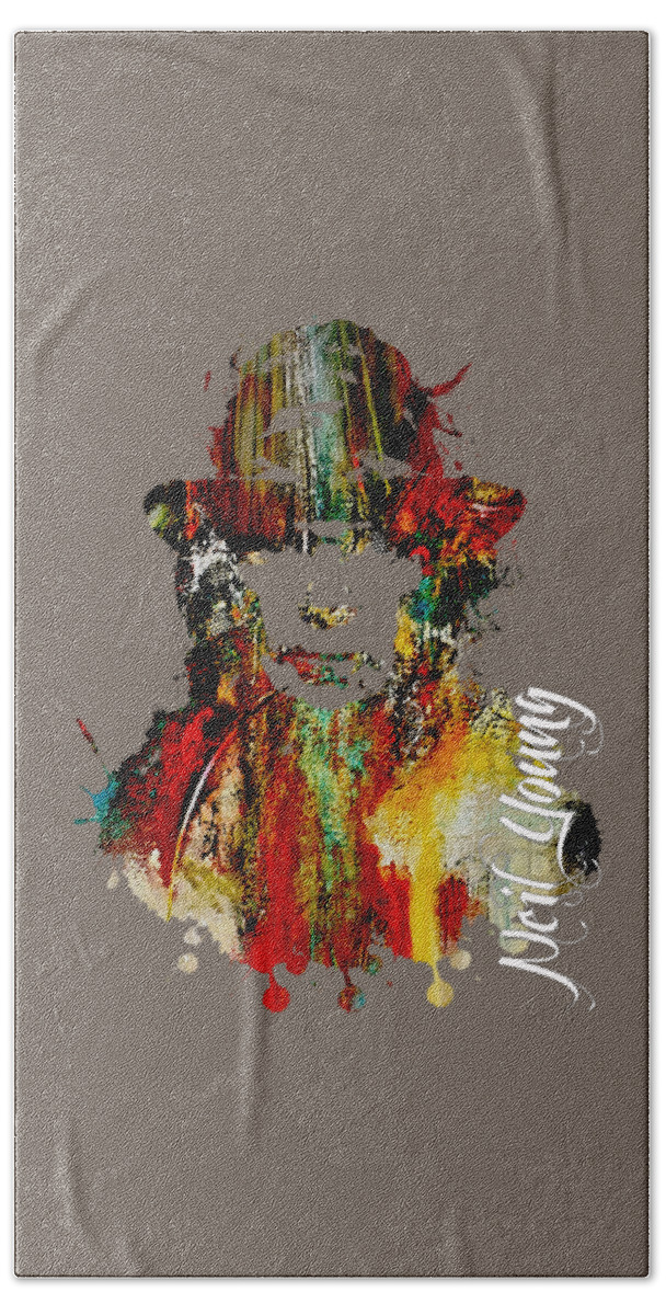 Neil Young Beach Towel featuring the mixed media Neil Young Collection #15 by Marvin Blaine