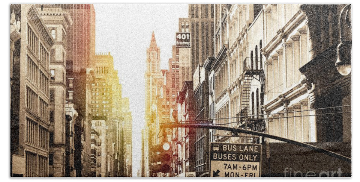Tribeca Beach Towel featuring the photograph 401 Broadway by HELGE Art Gallery
