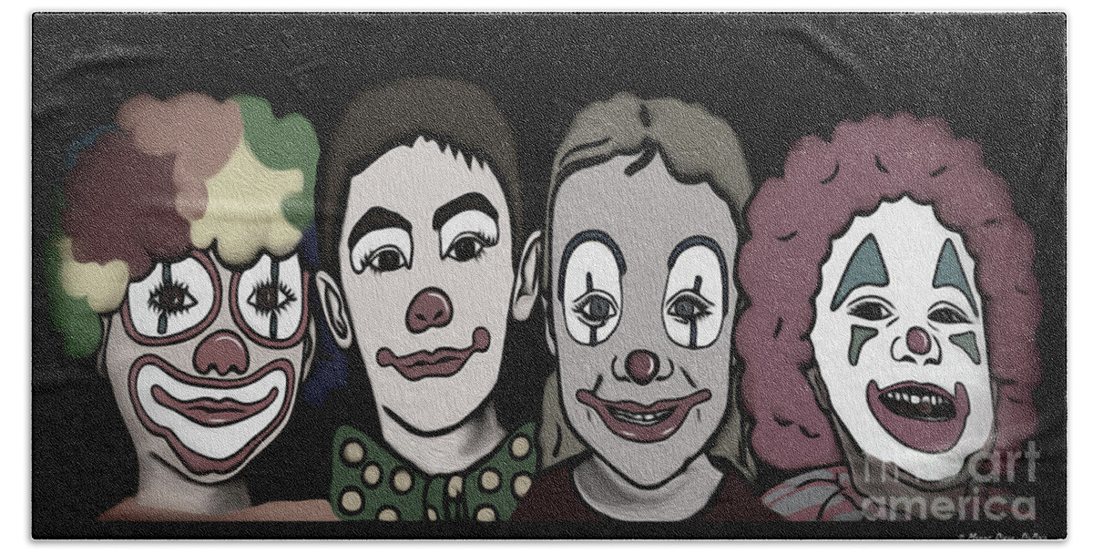 Clown Beach Towel featuring the digital art 4Happy Clowns 80 by Megan Dirsa-DuBois