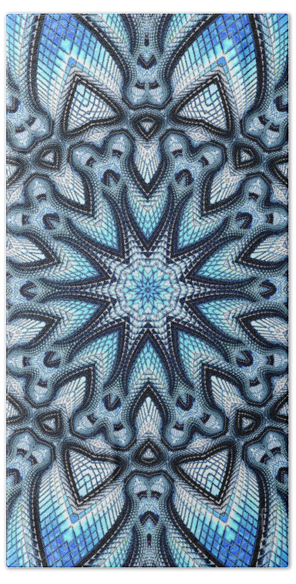 Abstract Beach Towel featuring the photograph Colorful Blue Kaleidoscopic Design #5 by Amy Cicconi