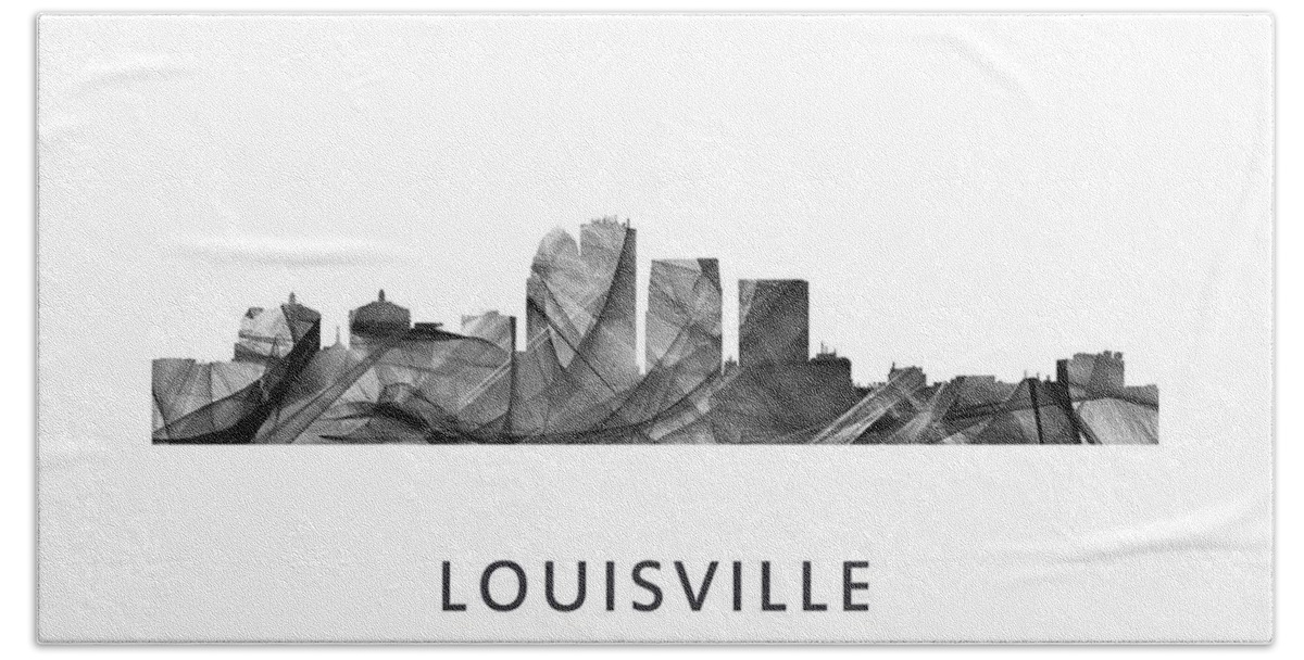 Louisville Kentucky Skyline Beach Sheet featuring the digital art Louisville Kentucky Skyline #5 by Marlene Watson