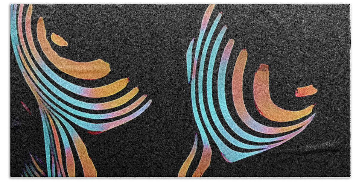 Boobs Beach Sheet featuring the digital art 5126s-MAK Large Breasts Ribs Abstract View rendered in Composition style by Chris Maher